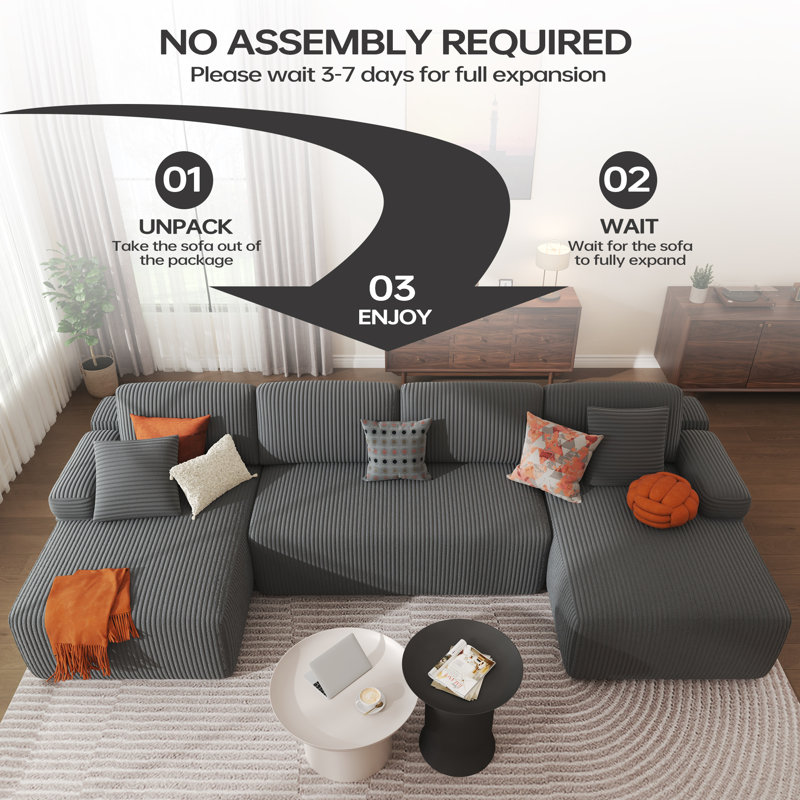 Canapé modulaire en forme de U de Boneless, Gris