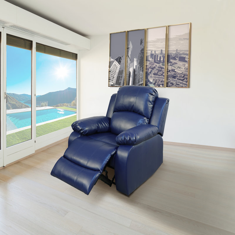 Fauteuil inclinable en cuir Ahart, Similicuir bleu marine