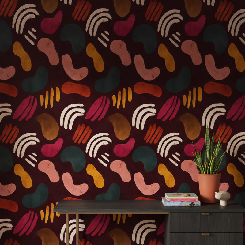 Papier peint éclectique abstrait mural amovible