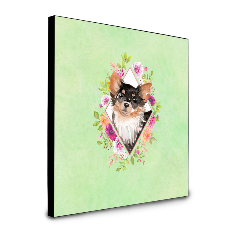 Dollman Animals Artwork Wall Panel, Green, Black Long Hair Chihuahua