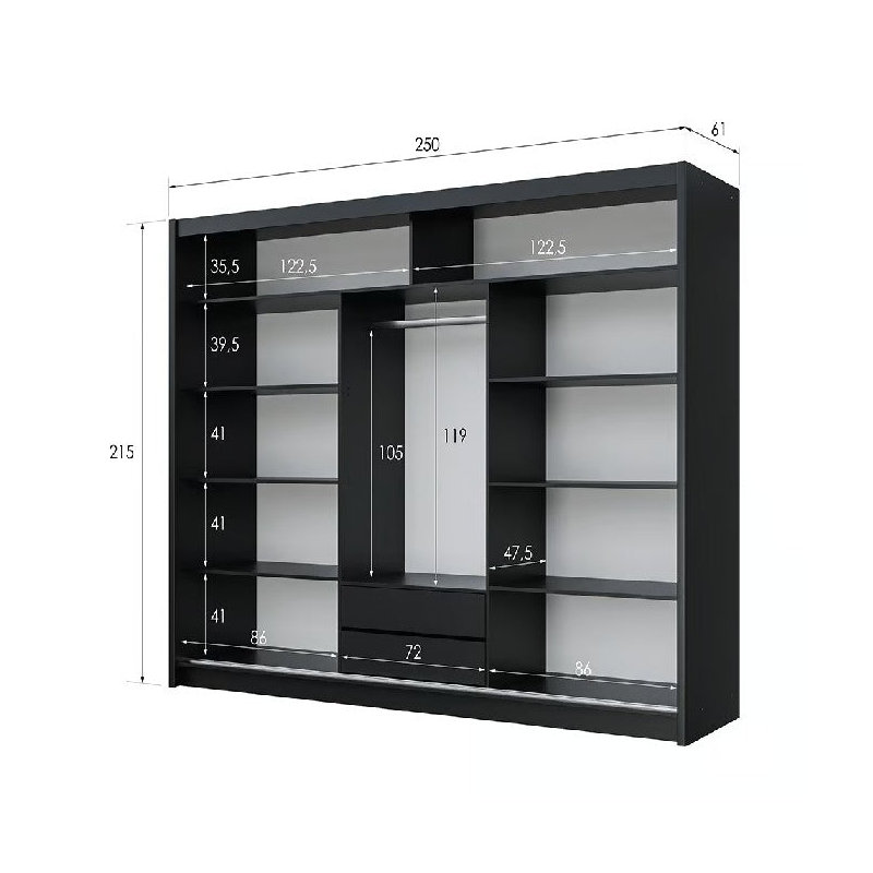 Manufactured Wood Wardrobe, Black