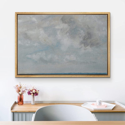 " SIGNLEADER Framed Canvas Print Wall Art Pastel Blue Gray Watercolor Cloudy Sky Abstract Shapes Illustrations Modern Art Decorative Minimal Relax/Calm For Living Room, Bedroom, Office "