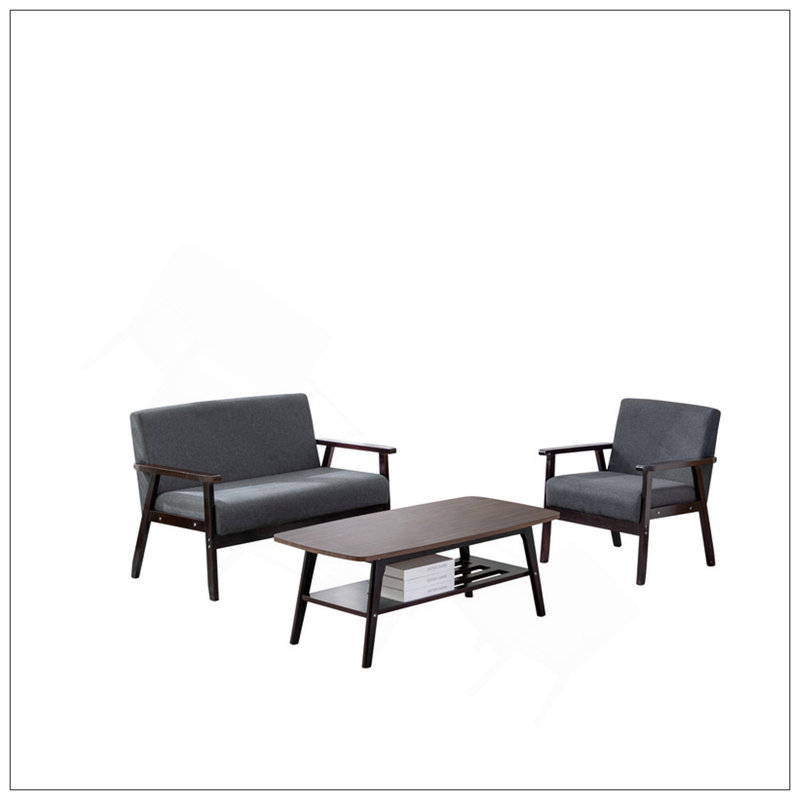 Ensemble de causeuse avec table basse Espresso, Grey, Black