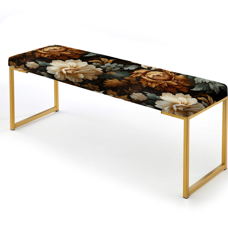 Banc floral rembourré or, Rustic Brocade Elegance Victorian