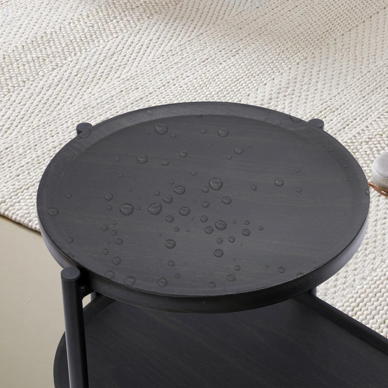 Petite table basse moderne à 2 niveaux, Noir