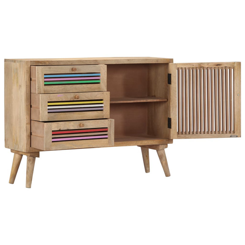 Rustic Sideboard - Solid Mango Wood Console Table With Storage