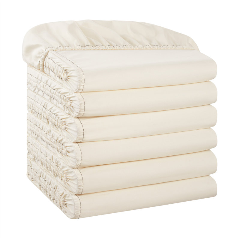 Host & Home Soft Brushed Hypoallergenic Microfiber Fitted Sheets - Pack of 6, Ivory, Twin XL Fitted Sheet