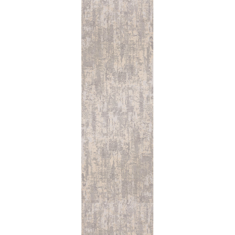 Abstract Gray Area Rug, Runner 2' x 7'