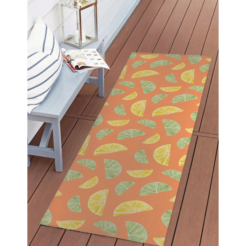 Summer Limes & Lemons Outdoor Rug, Runner 2'6" x 8'