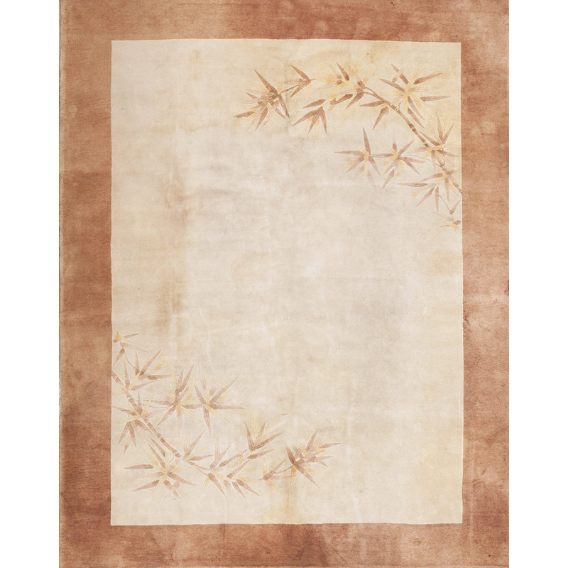 Antique Light Open Cream Color Filed Chinese Art Deco Room Size Rug