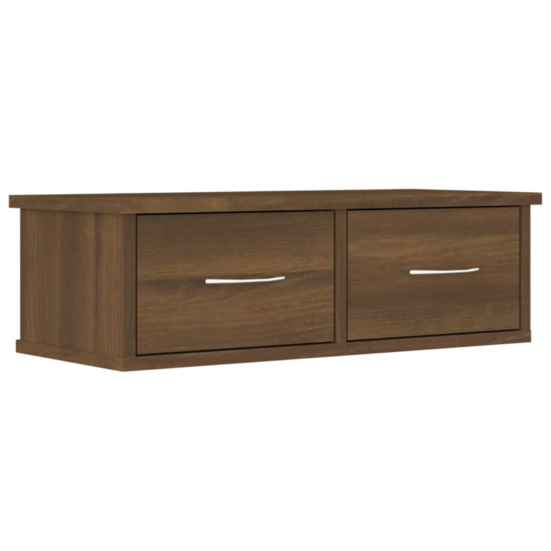 vidaXL Wall-mounted Drawer Shelf Storage Floating Cabinet Engineered Wood, Brown Oak