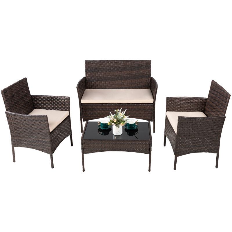 Randlett 4 - Person Outdoor Patio Set  with Cushions, Brown