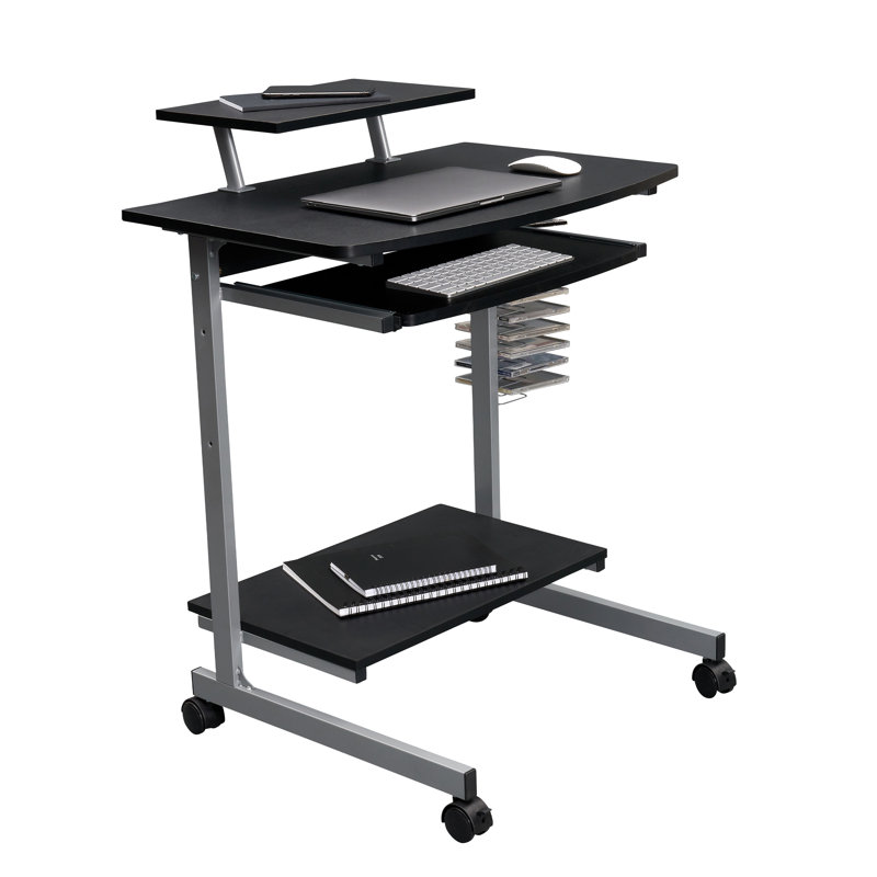 Hurrem Rectangle Computer Desk with Hutch, Gray