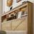 Farmhouse Queen Size Bed Frame With Led Light And Charging Station ,wooden Bed Frame With 52" High Storage Bookcase Headboard, Wooden Slats And 4 Drawers-1021803056