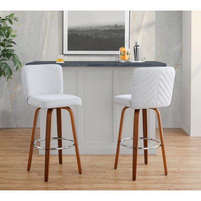 Huxley 30" Fixed-Height Bar Stools with Bent Wood Legs and Round Footrest