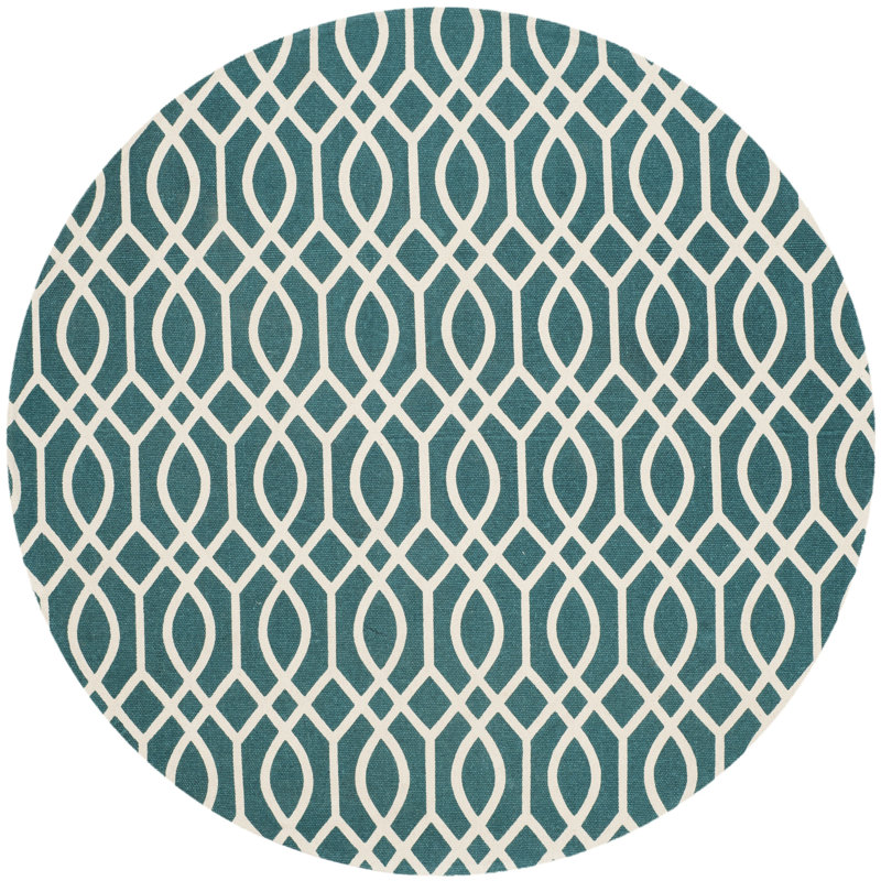 Holsworthy Cedar Brook Hand Loomed Cotton Geometric Rug, Round 5'