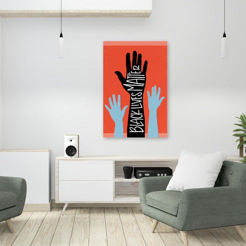 «Black Lives Matter» - Mains - Illustration inspirante de l'art afro-américain, H 36 po x l 24 po