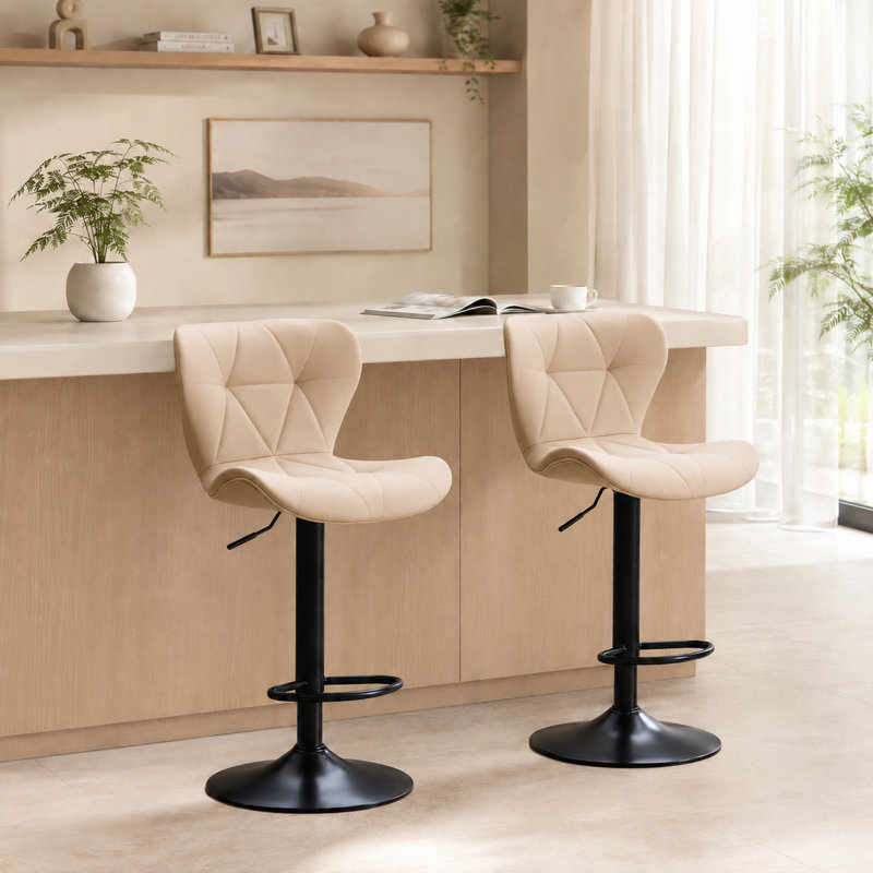 Ensemble de 2 tabourets de bar pivotants à hauteur réglable - pivotant à 360 ° avec repose-pieds, confort rembourré pour îlot de cuisine et comptoir