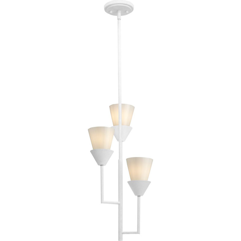 Luminaire suspendu 3 lumières Pinellas, Plâtre blanc