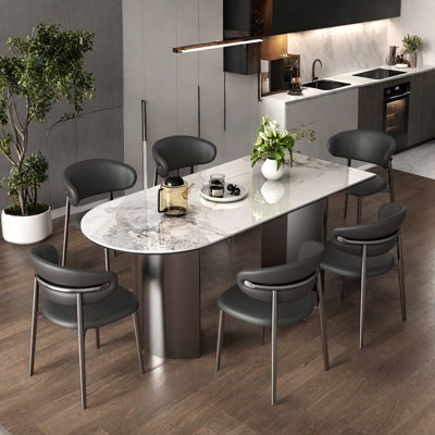 Home-use light luxury semi-round dining table