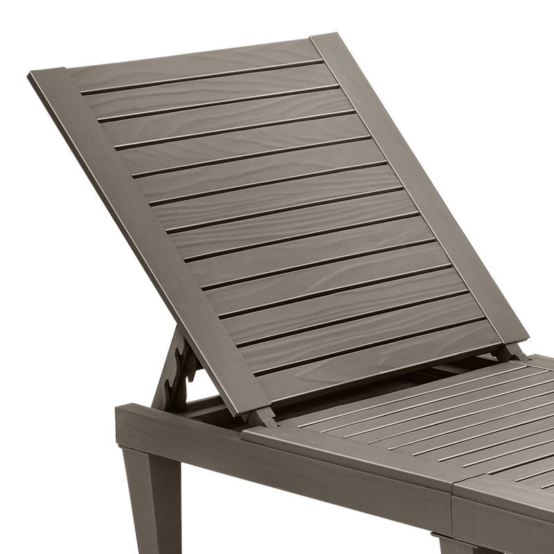 74.5" L Resin Reclining Chaise Lounge, Taupe