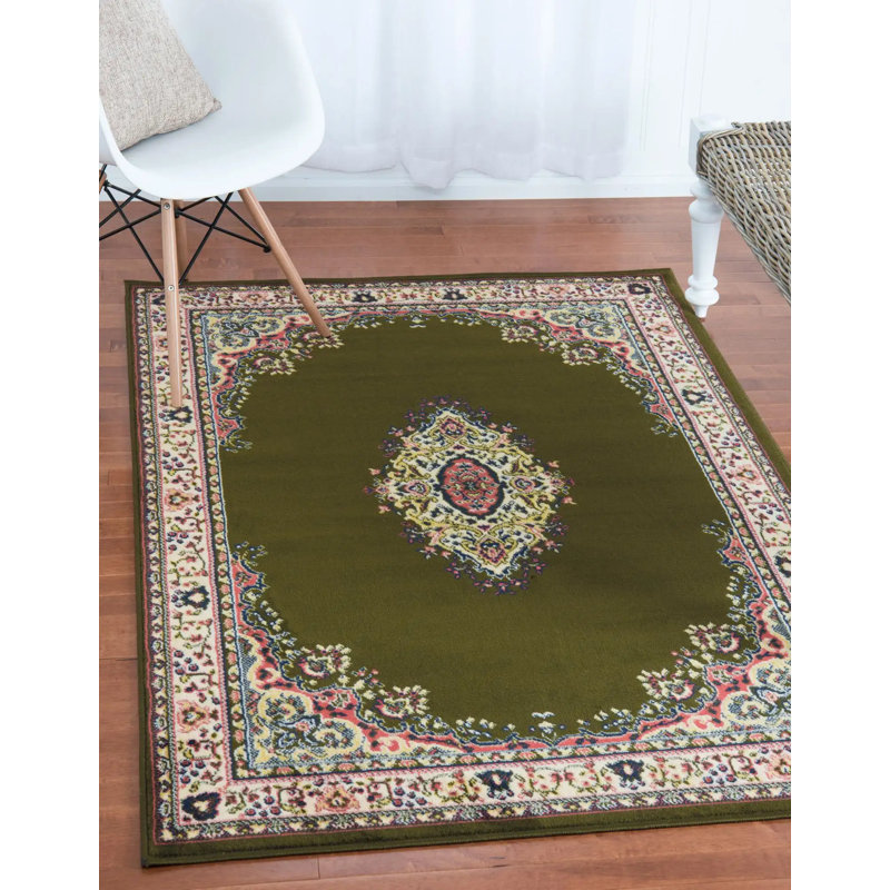 Tapis oriental noir Balthrop, Green, Rectangle 9 pi x 12 pi