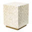 Tabouret Aminat 14 x 14 x 18 po, crème, base en laiton, motif