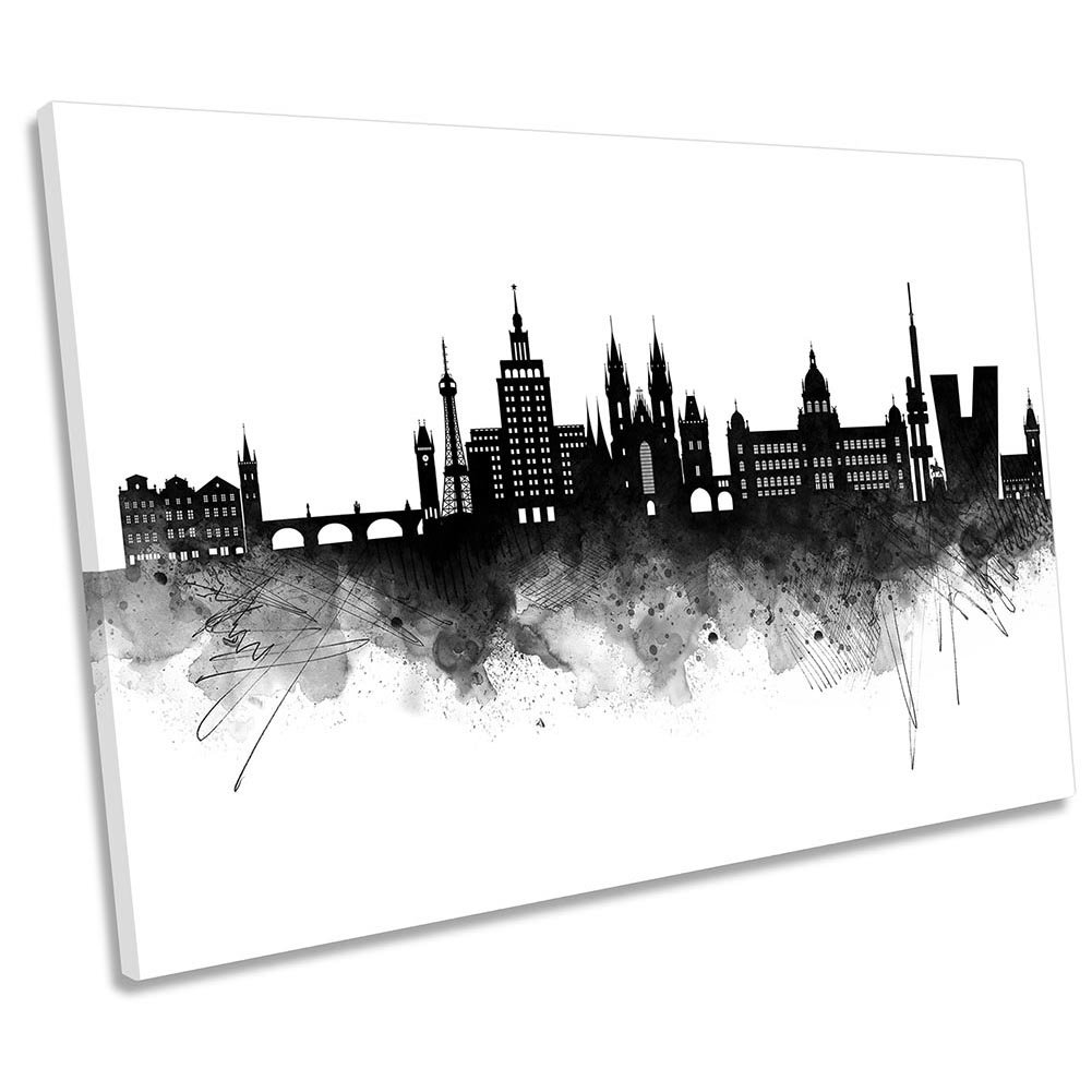 Prague Abstract City Skyline - Wrapped Canvas Graphic Art