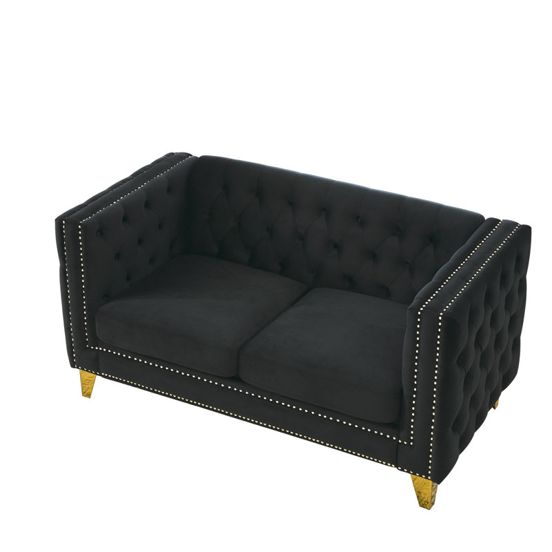 Velours noir 3 + 2. Livraison la plus rapide de notre entrepôt. Support de poids de 250 lb / siège. Structure en pin, eucalyptus et contreplaqué. Mousse + siège à ressorts. Tissu de coton. Pieds en métal. Assemblage requis 3