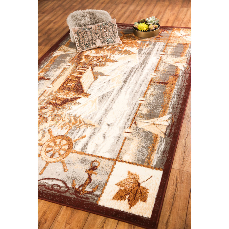 Tapis brun / beige / gris Blarwood, Rectangle 3 pi 6 po x 5 pi 6 po