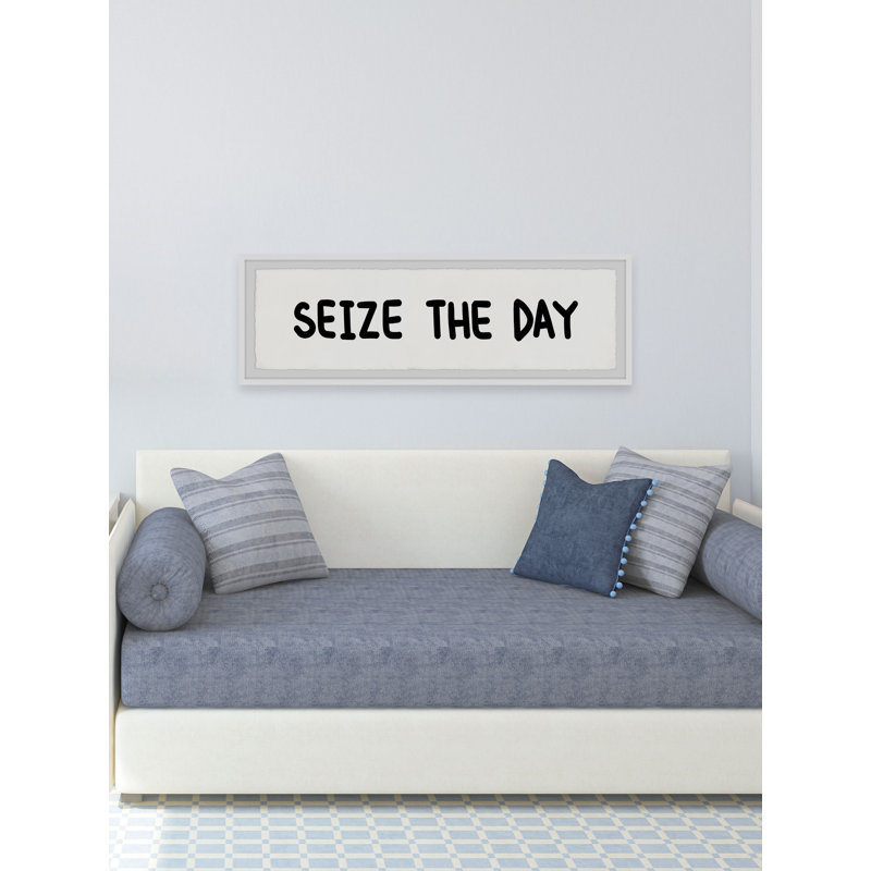 «Seize The Day Now», reproduction encadrée, H 10 po x l 30 po x 1,5 po