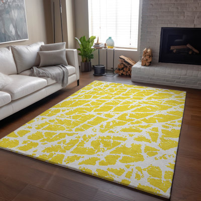 Premium Machine Washable Cerrito AMF501 Yellow Rug