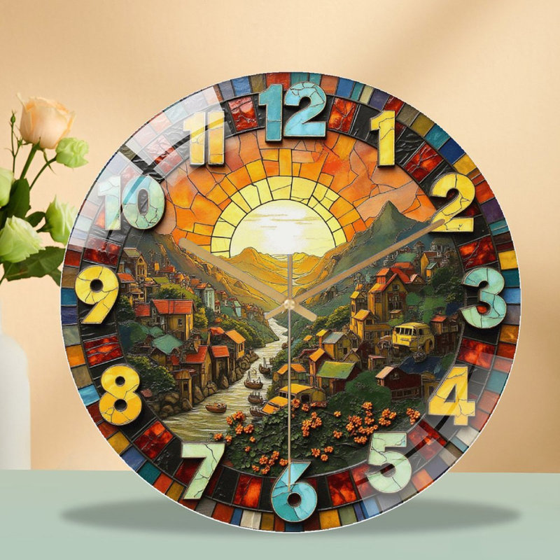 Horloge murale artistique fabriquée à la main pour la maison - Horloge murale moderne en verre 12 po