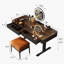 Ensemble de coiffeuse à maquillage, réglable en hauteur, prise de courant USB, plateau en verre, tiroir de rangement-1585606213-1583594831