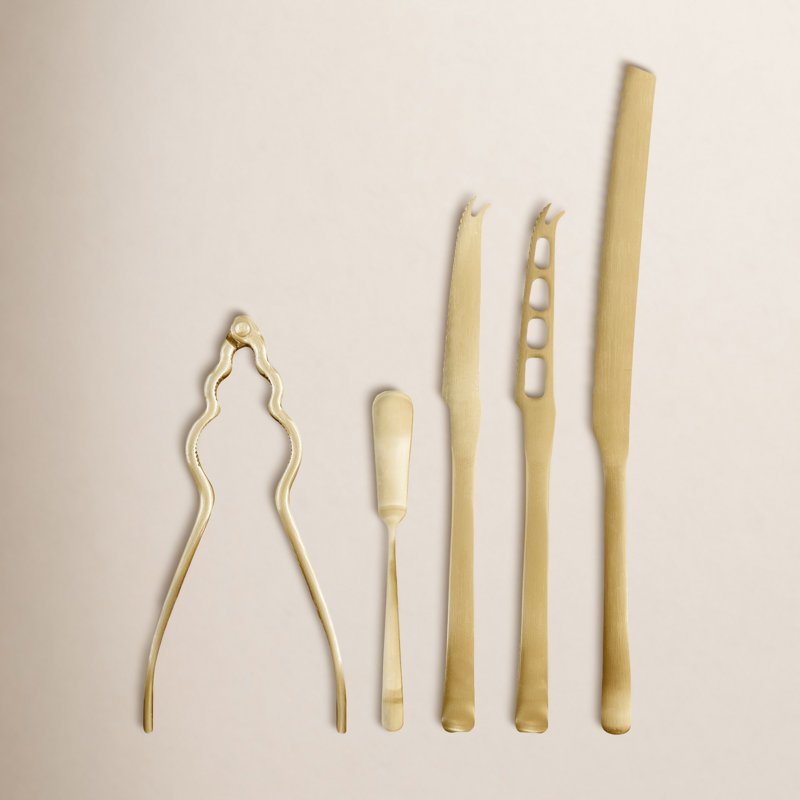 Ensemble 5 pièces d'hôtesse en acier inoxydable, Or