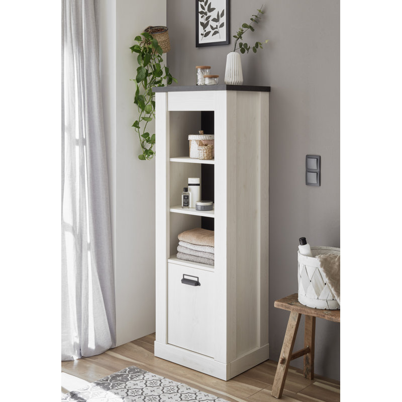 Jackeline 51cm W x 146cm H x 38cm D Linen Cabinet, White/Anthracite