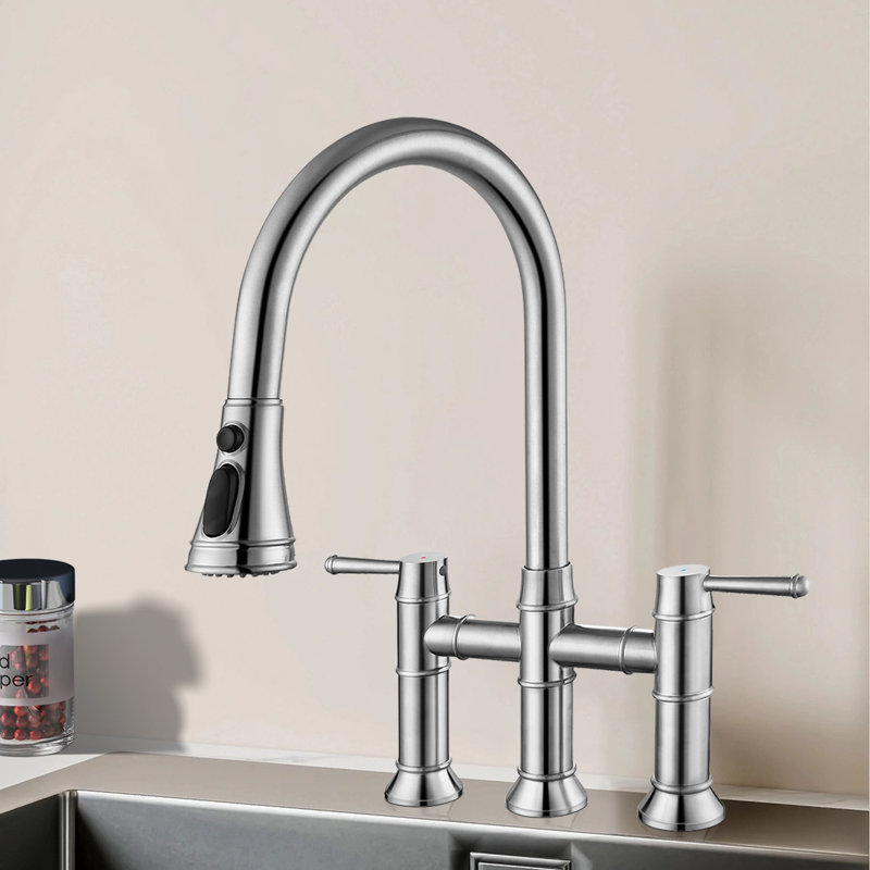 Kitchen Faucet With Pull Down Sprayer 3 Modes Stainless Steelpull Out Brushed Nickel Faucet For Bar Laundry RV Utility Sink