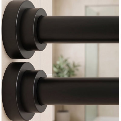 Paquet de 2 tringles à rideau de douche noires, 43-78 pouces, tringles de tension sans perçage, 1 pouce de diamètre réglable en acier inoxydable antidérapant antirouille pour salle de bain