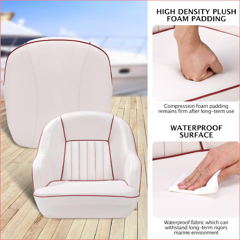 Metal Outdoor Lounge Chair, White/Red