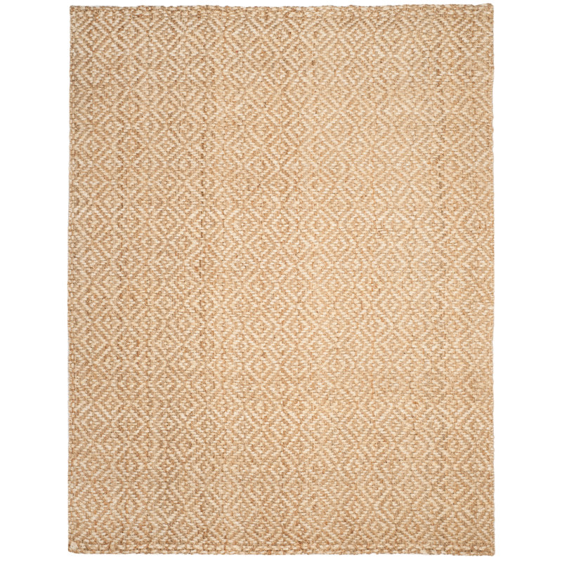 Aerionna Natural Fiber Hand Woven Jute Geometric Rug, Rectangle 10' x 14'