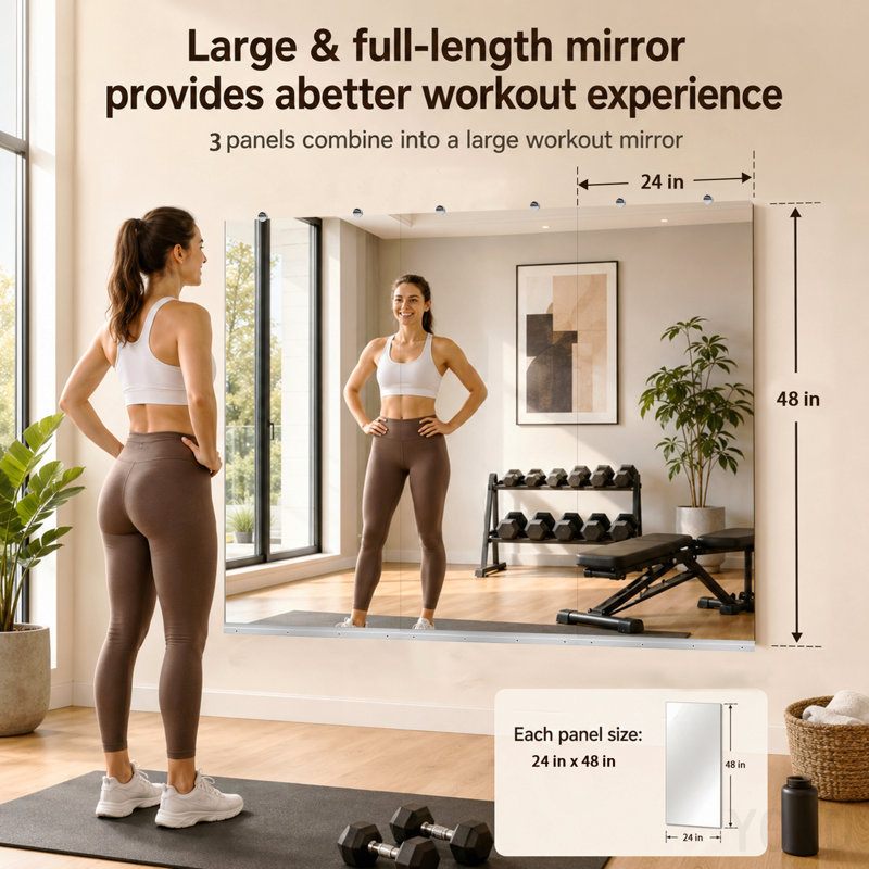Gym Mirror 24x48 Inch -3pcs