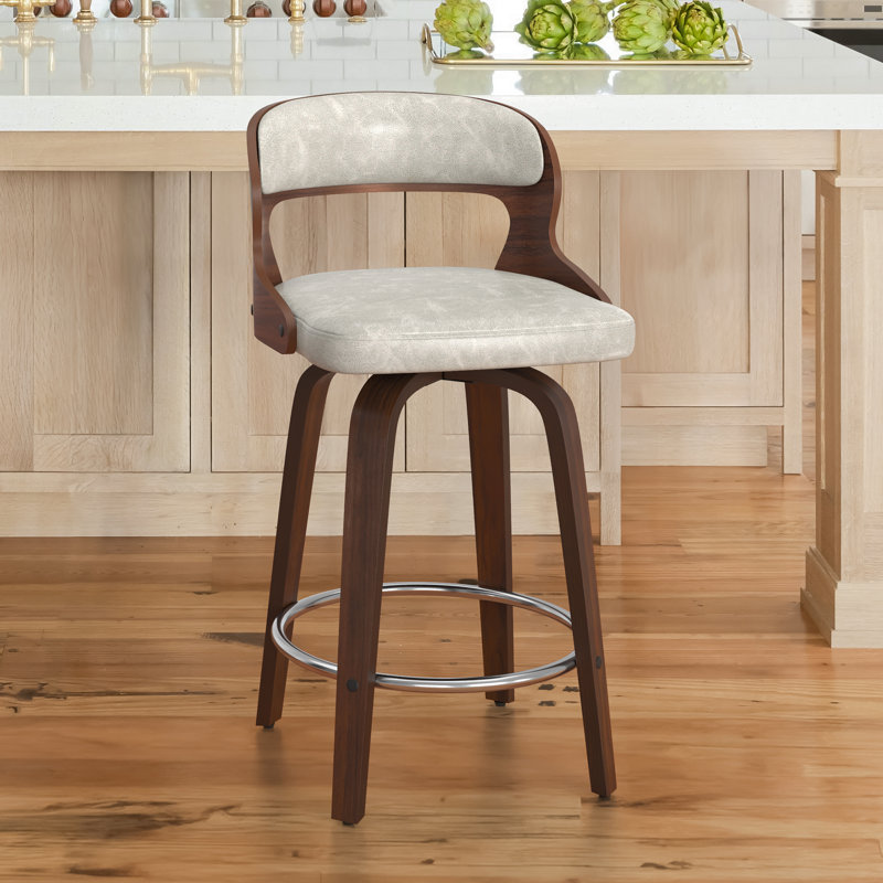 Carylon Swivel Upholstered Counter Stool, Light Beige