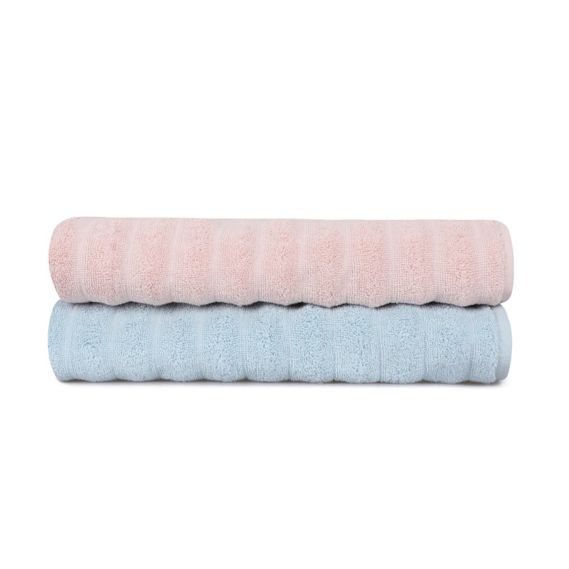 Ensemble de 2 essuie-mains 100% coton 2 pièces, Rose / bleu