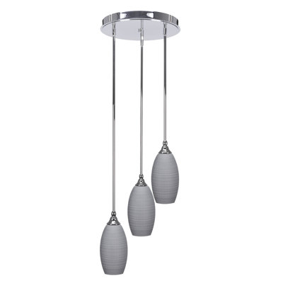 Luminaire suspendu en grappe à 3 lumières avec verre matriciel 5,5 po Fidela