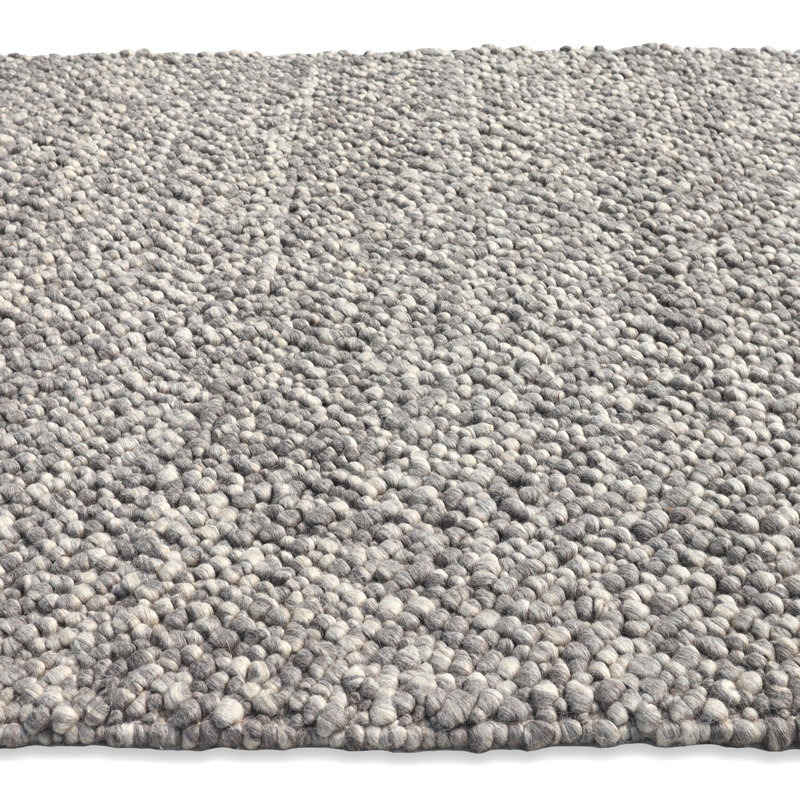 Pebbles Handmade Pitloom Grey Bubble Textured Wool Area Rug By Tufty Home, Rectangle 2' x 3'