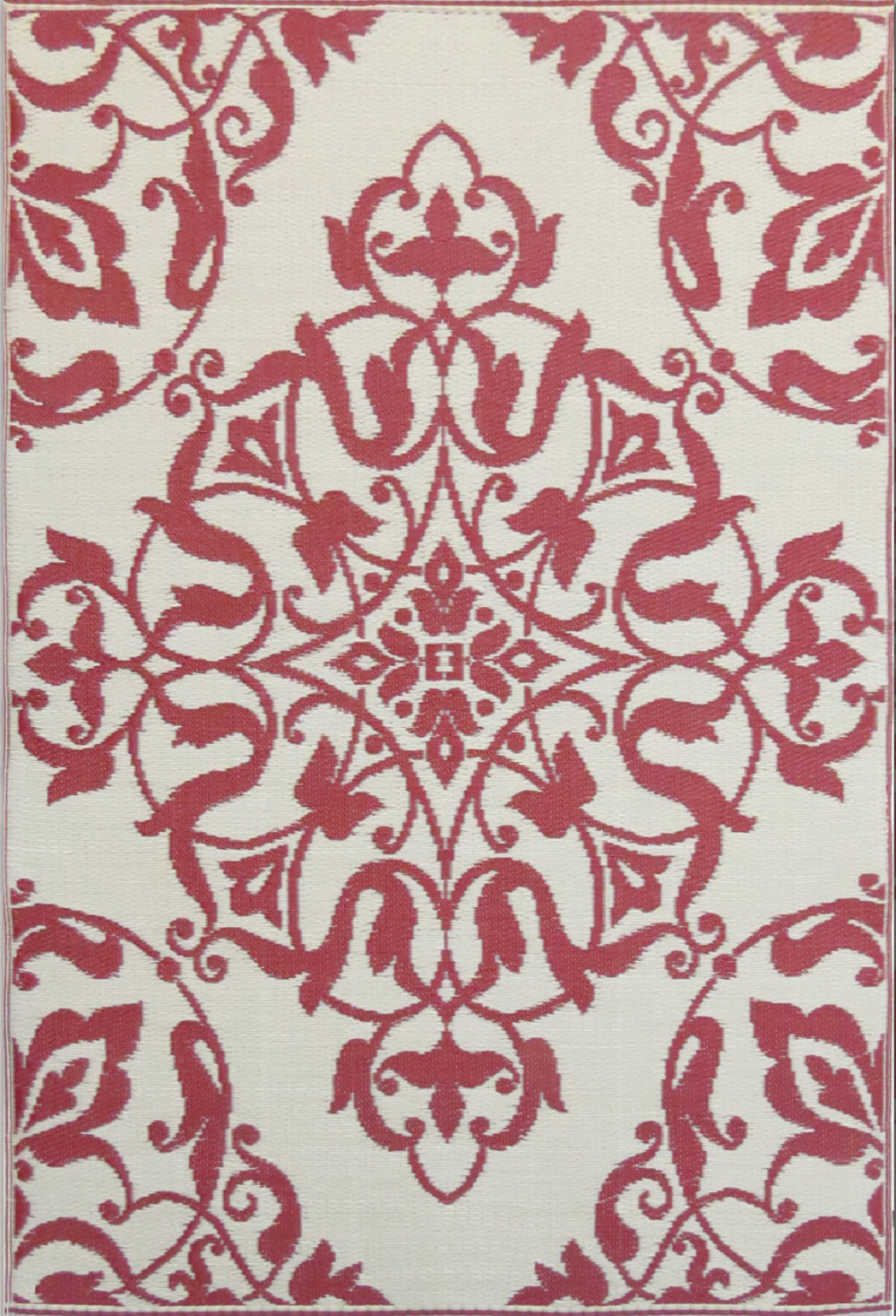 Mad Mats Oriental Handmade Looped/Hooked Red/Ivory Indoor / Outdoor ...