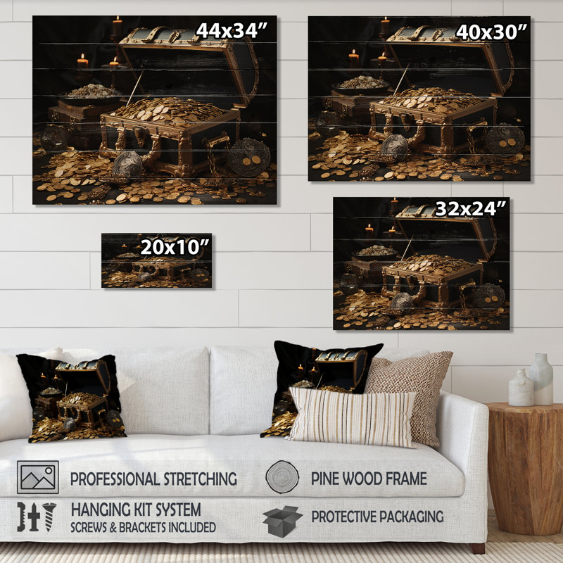 Pirates Gold Treasure II - pirate sur bois, H 24 po x l 32 po
