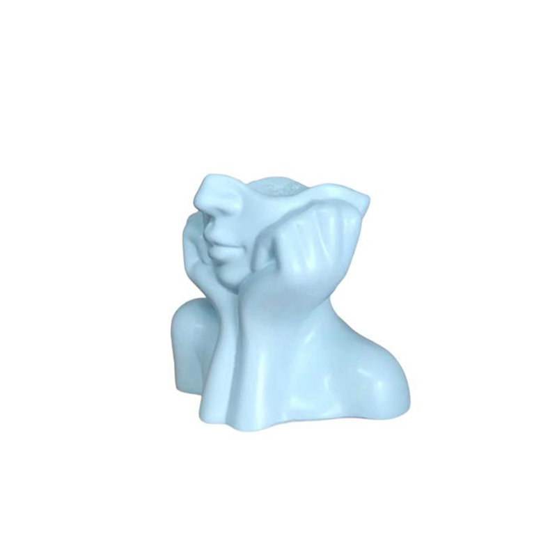 Comolli Ceramic Table Vase, 19cm H x 16cm W x 11cm D, Paled Turquoise