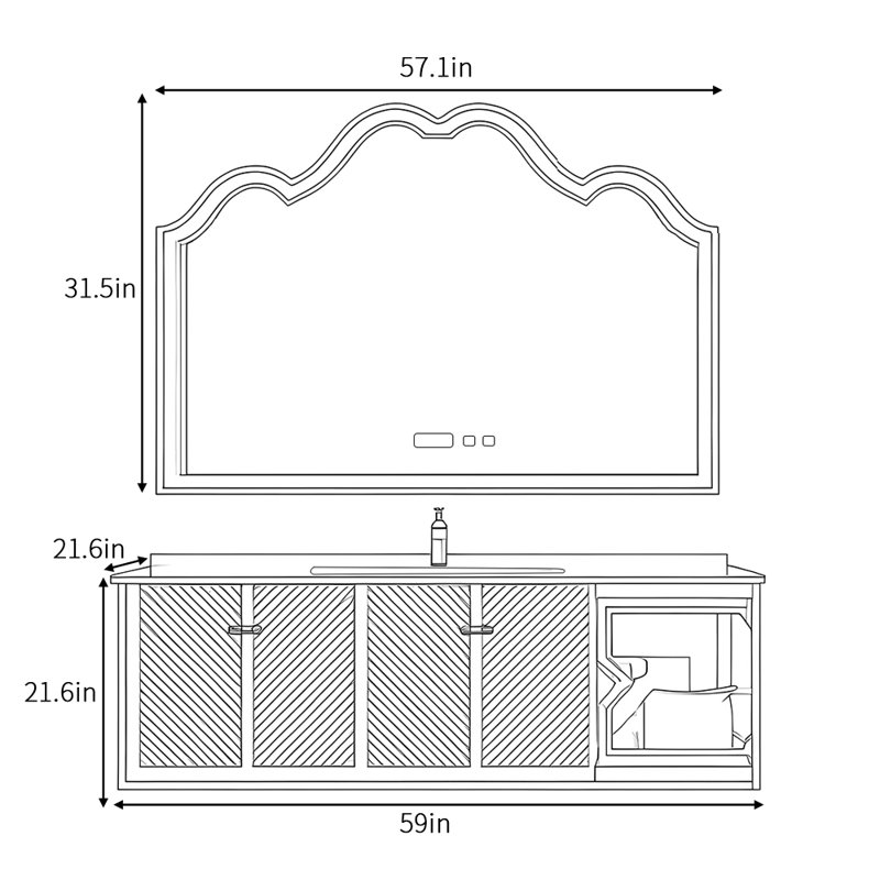 Armoire de salle de bain rétro de luxe à lumière française