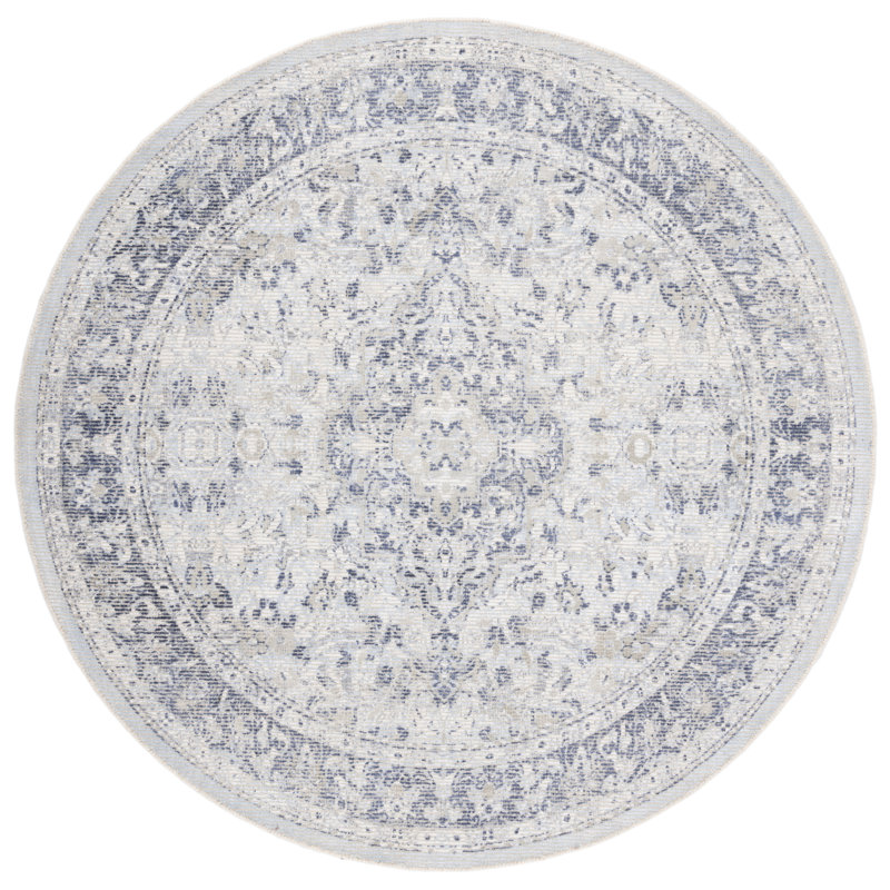 Tapis oriental ivoire en laine / viscose tissé à la main Abry, Carré 6 pi